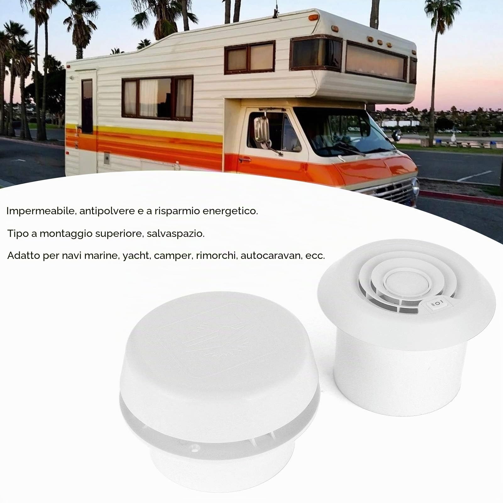 Aramox Ventilatore per , Ventilatore Tetto in ABS 12V Ventilatore a Soffitto Ventilazione Silenziosa Griglia di Raffreddamento per Viaggio Furgone per Rimorchio