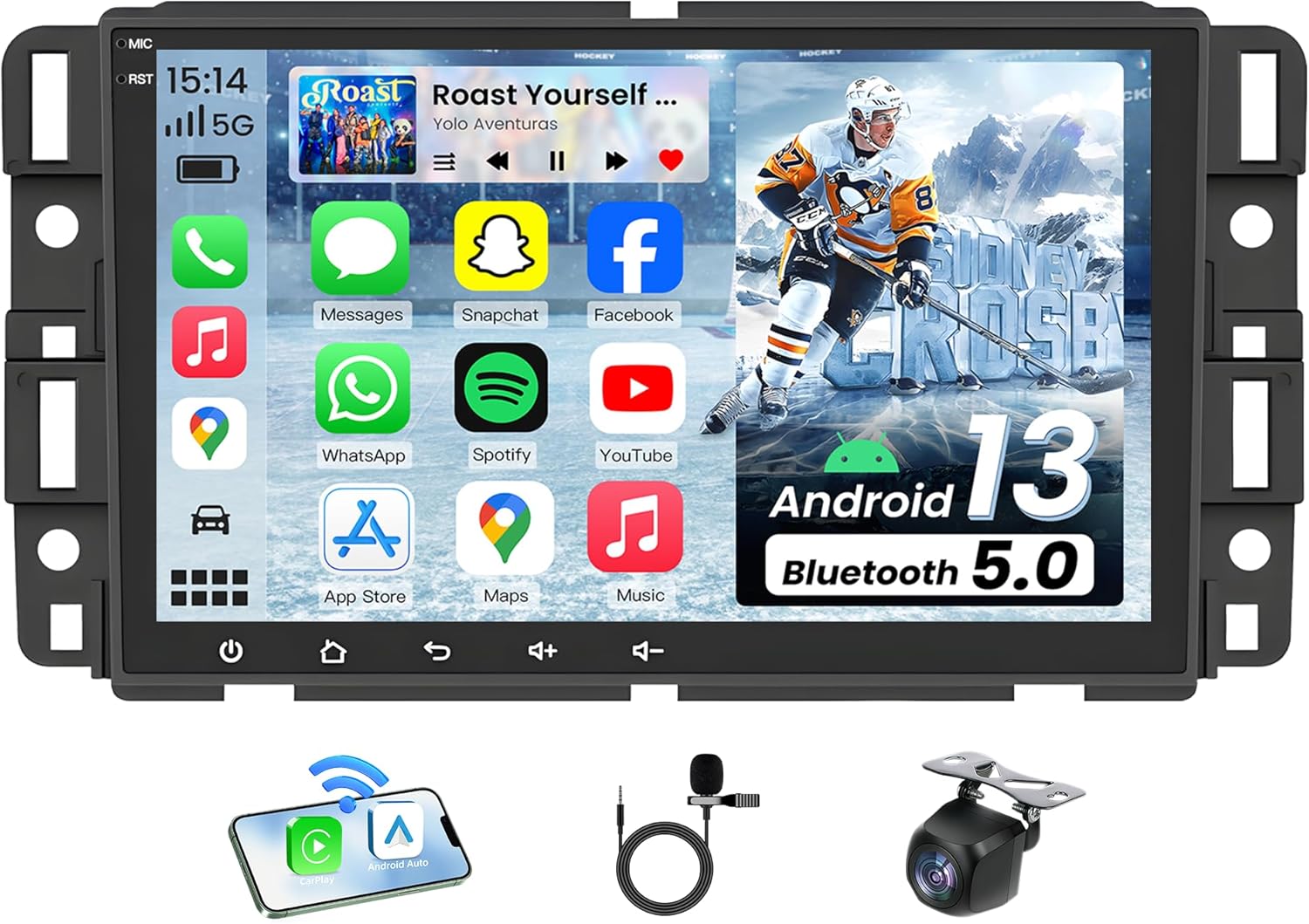 4GRAM+64ROM QLED Radio for 2007-2013 Chevy Silverado: Tahoe GMC Sierra Yukon 8inch HD IPS Touch Screen with 5G WiFi, Wireless CarPlay & Android Auto, GPS Navigation Bluetooth 5.4 Backup Camera SWC