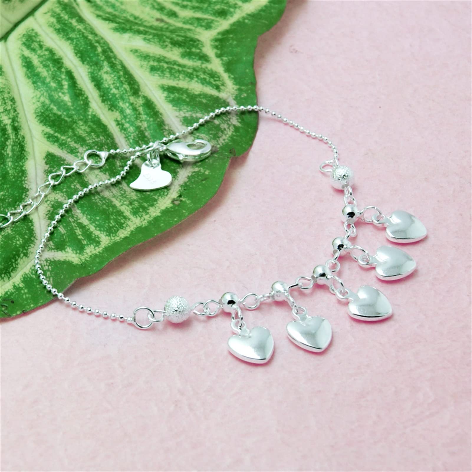 Fußkettchen/Fußkettchen, Vintage-Herz-Knöchelarmband, 925er-Sterlingsilber, Fuß-Strand-Fußkettchen, Damenmode, Barfuß-Schmuck, Fußkettchen