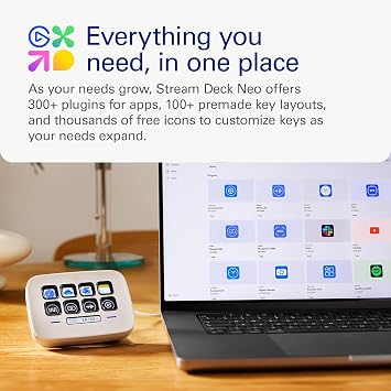 Elgato Stream Deck Neo, 8 Customizable Keys, 2 Touch Points | Automates repetitive tasks, Compatible with Zoom, Teams, Office apps, Smart home control, Zero-plastic packaging