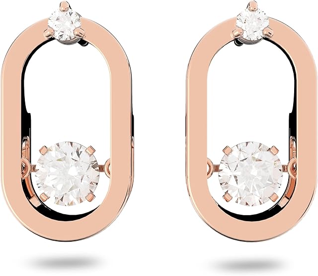 Swarovski Sparkling Dance Oval Stud Earrings, White, Rose Gold-Tone Plated