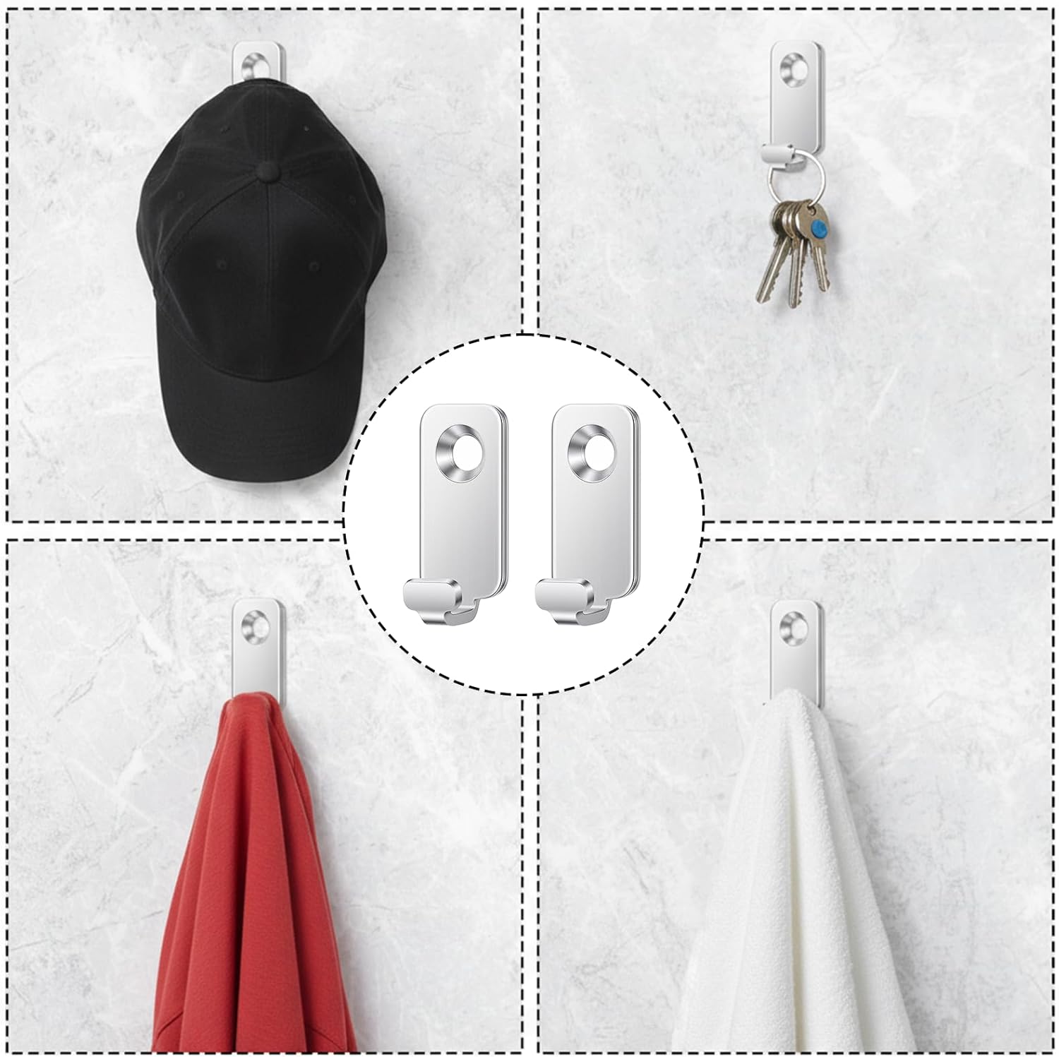 10pcs Picture Hanging Hardware, Silver J Hooks for Hanging Heavy Duty Hanger Stainless Steel Wall Mounted Mini Wall Hooks Key Holder for Mirror Picture Frames