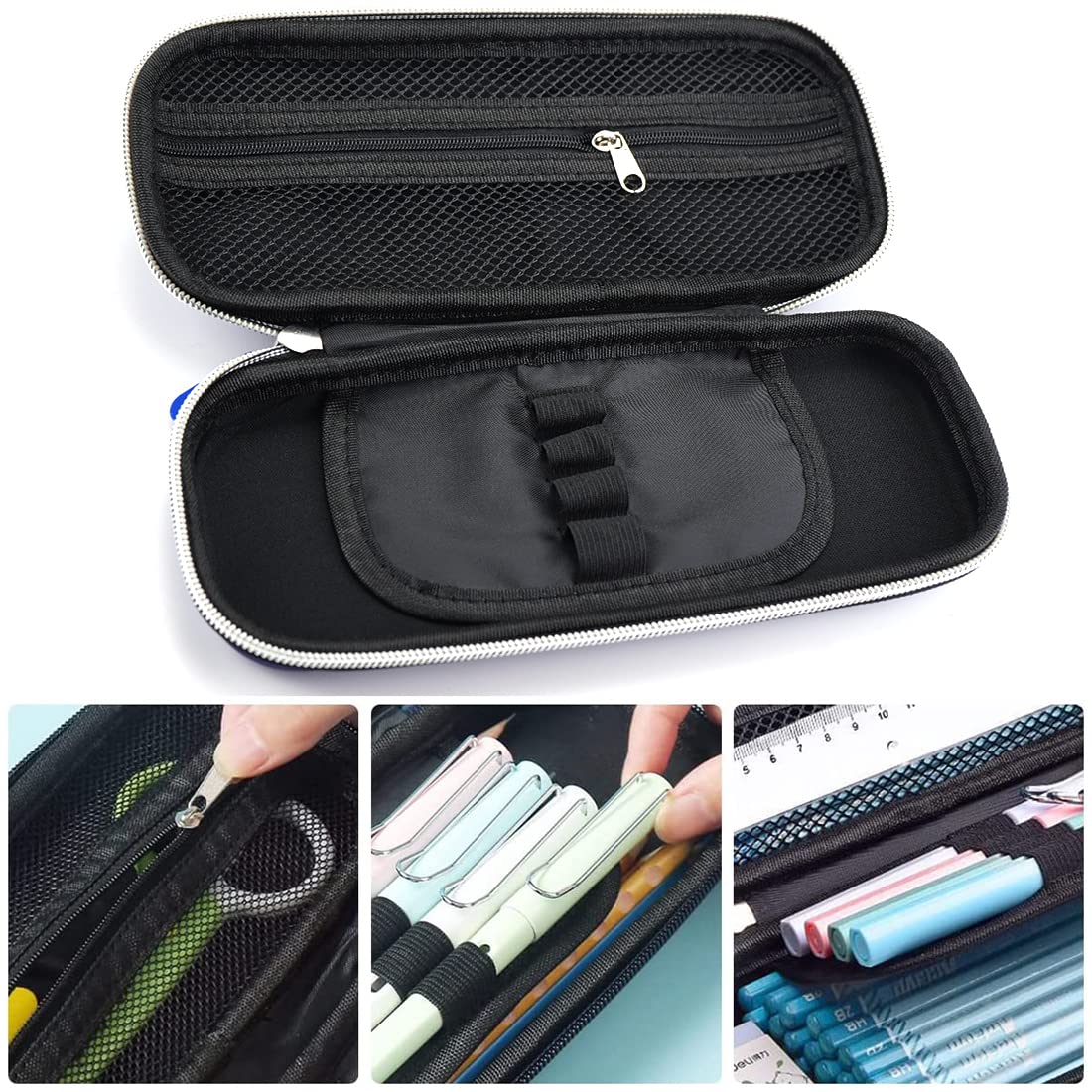 FEWOFJ 3D Spacecraft Pencil Case for Kids Boys Waterproof Pencil Box with Compartments Pen Pouch (Blue), 9 x 4.2 inches - Image 3