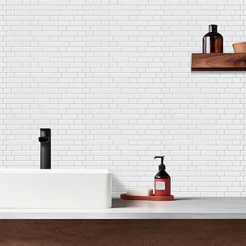Vista 190 de STICKGOO - Azulejos autoadhesivos para loseta en muro, 12 x 12 pulgadas, azulejos autoadhesivos para loseta en muro de cocina y baño