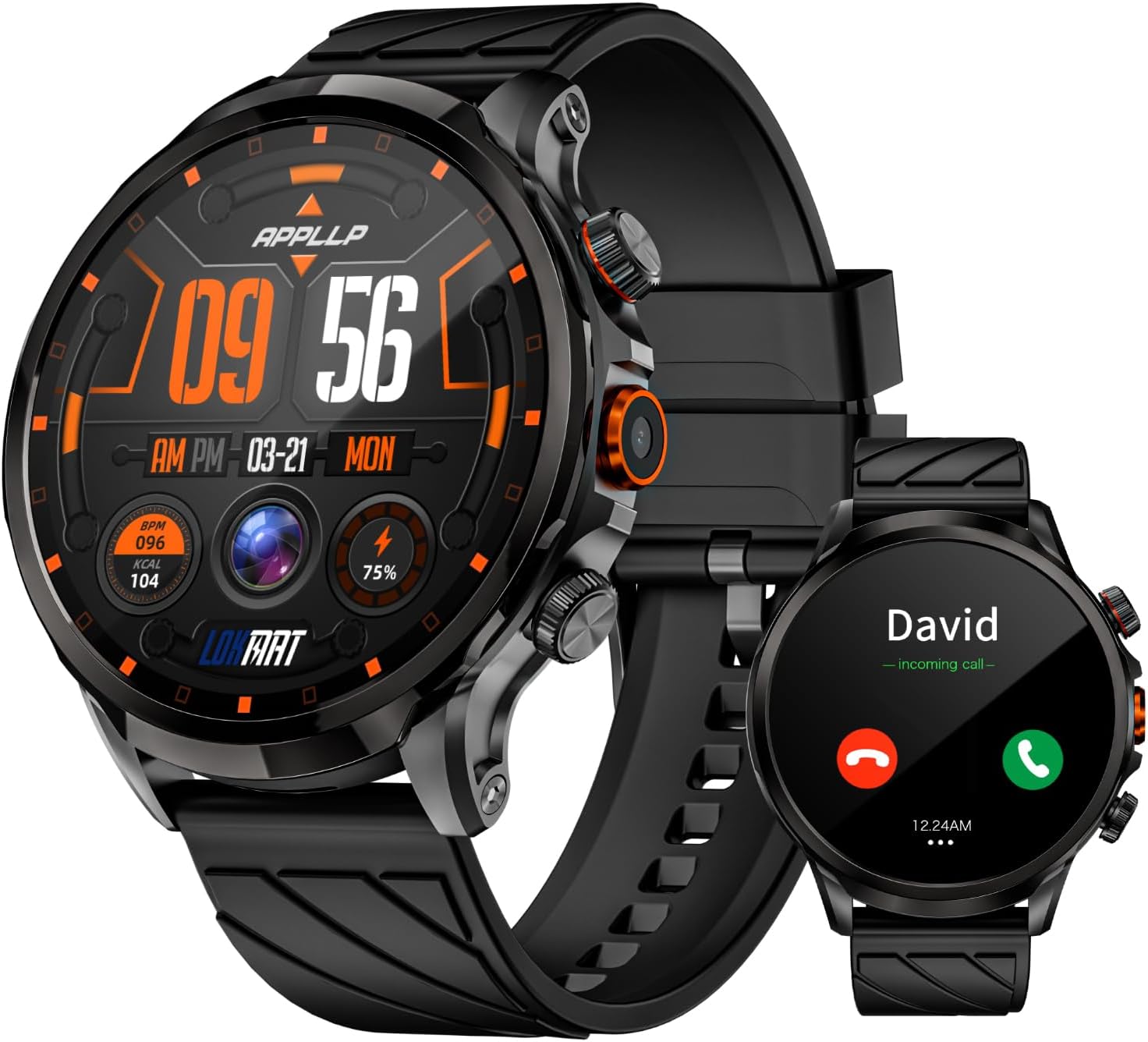 LOKMAT 4G Android Smartwatch Phone Call, 1.85'' HD Screen 3GB+32GB Smart Watch for Men Women, 1100mAh Sports Fitness Activity Tracker Watch with GPS NFC WiFi Camera