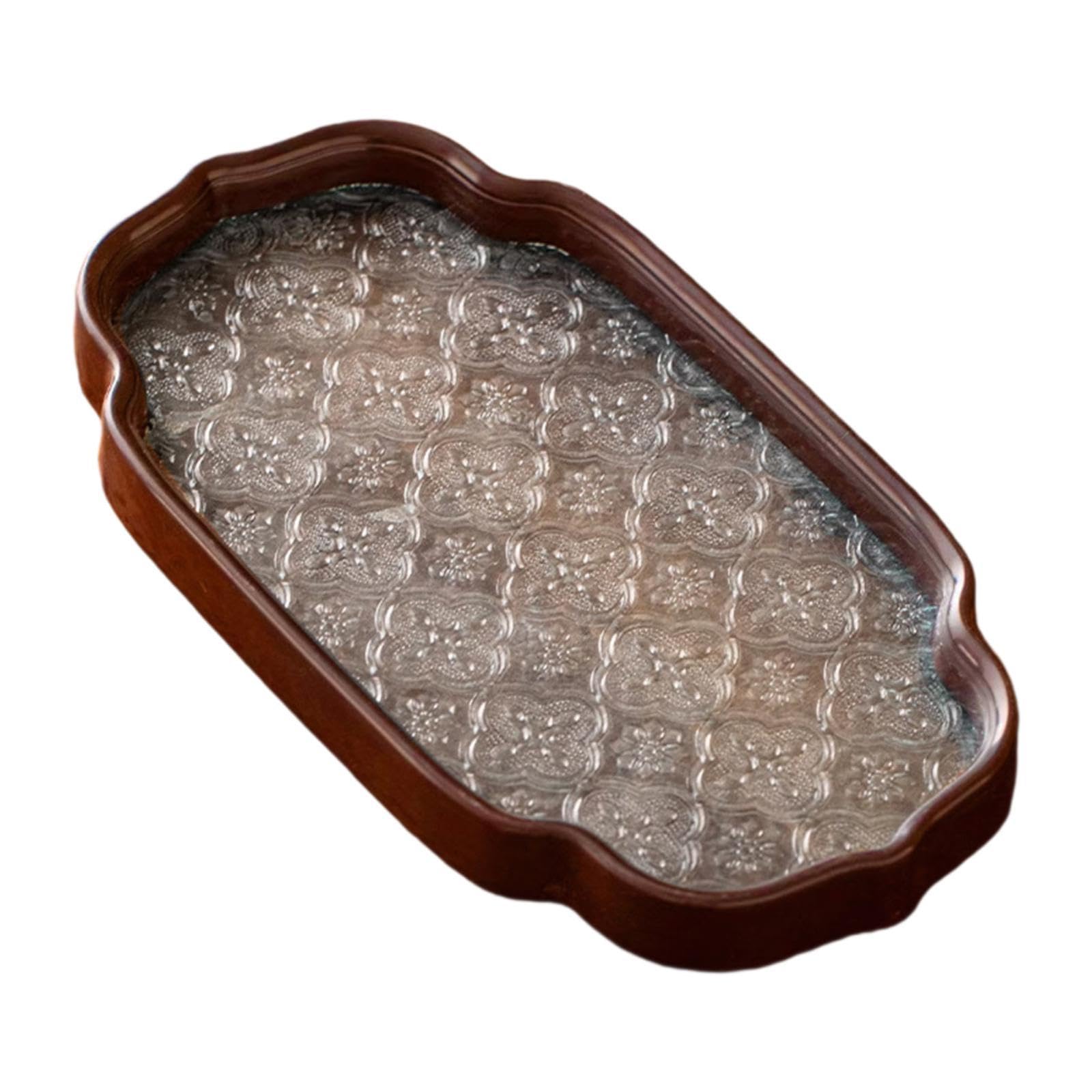 Plateau en verre bégonias au design raffiné pour rangement de bijoux et salon