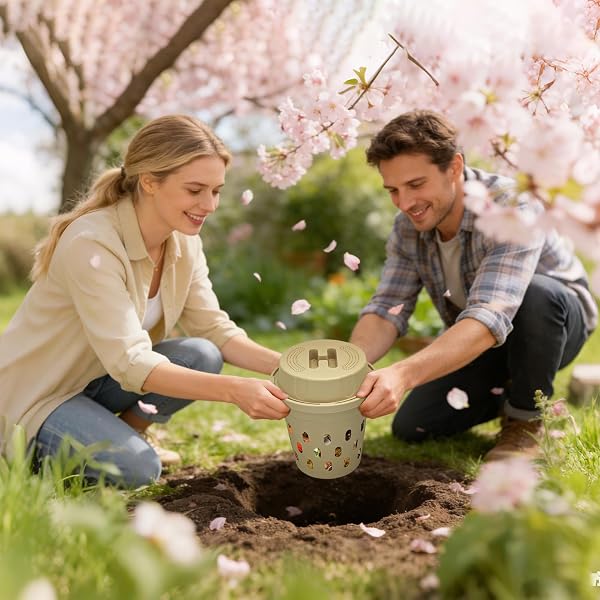 Erdkomposter mit Deckel für Außen | Wurmkompostierer für Gartenbeete - für Hochbeet, Gemüsebeet, Hinterhof, Park, Ackerland, Baumschule - für Hochbeet, Gemüsebeet, Park, Garten, Landwirtschaft, Gärtne - 3