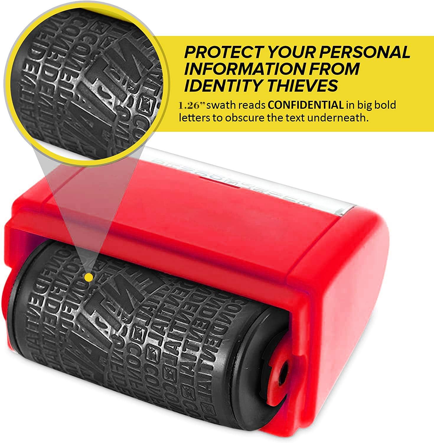 WAFJAMF Rolling Identity Theft Guard Stamp (ID Theft Roller Stamp) red