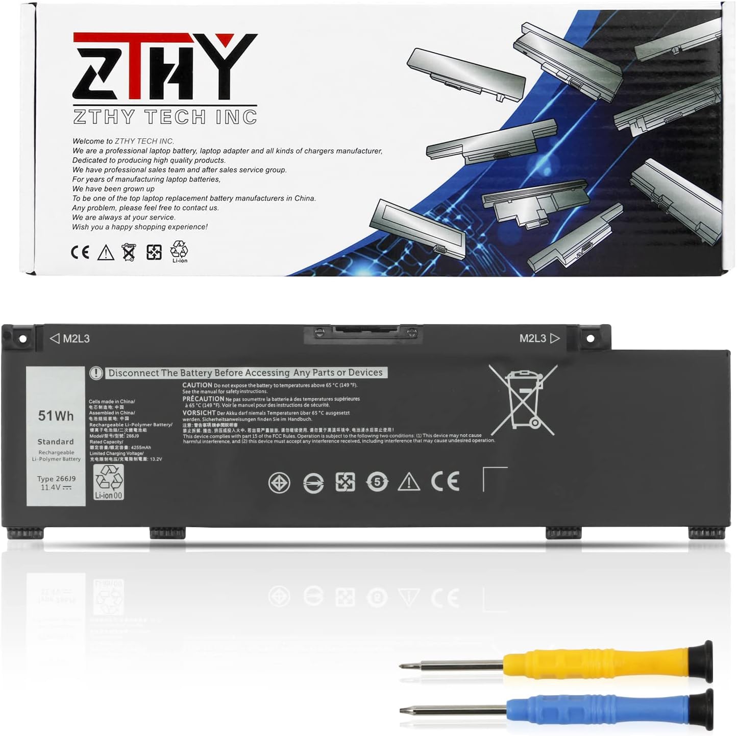 - 266J9 Battery Replacement for Dell G3 15 3500 3590 3790 G5 15 5500 SE 5505 P89F Inspiron 5490 INS 15PR-1545W 1548BR 1645W 1742BR 1742W Series 0415CG C9VNH 0PN1VN 0M4GWP 11.4V 51Wh 3Cell