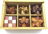 Vista 3 de Guaishou 6-in-One 3D Luxury Wooden Brain Puzzle Teaser Kongming Lock for Teens and Adults Includes Storage Box