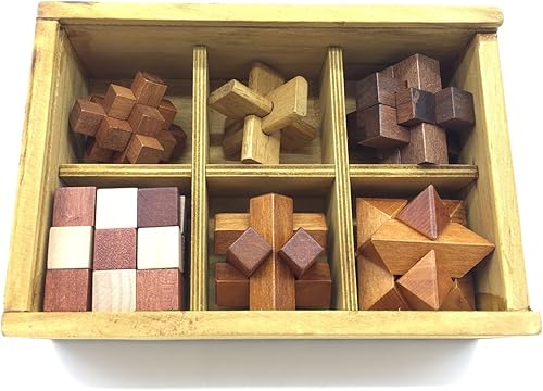 Miniatura 3 de Guaishou Rompecabezas de madera de lujo 6 en uno 3D para adolescentes y adultos, incluye caja de almacenamiento