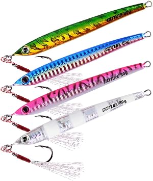 Goture Fishing Jigs Saltwater,60g-200g Vertical Jigs with Assist Hook