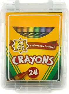 Classic 24 count Crayons in a Clear Color Plastic Stacker Box