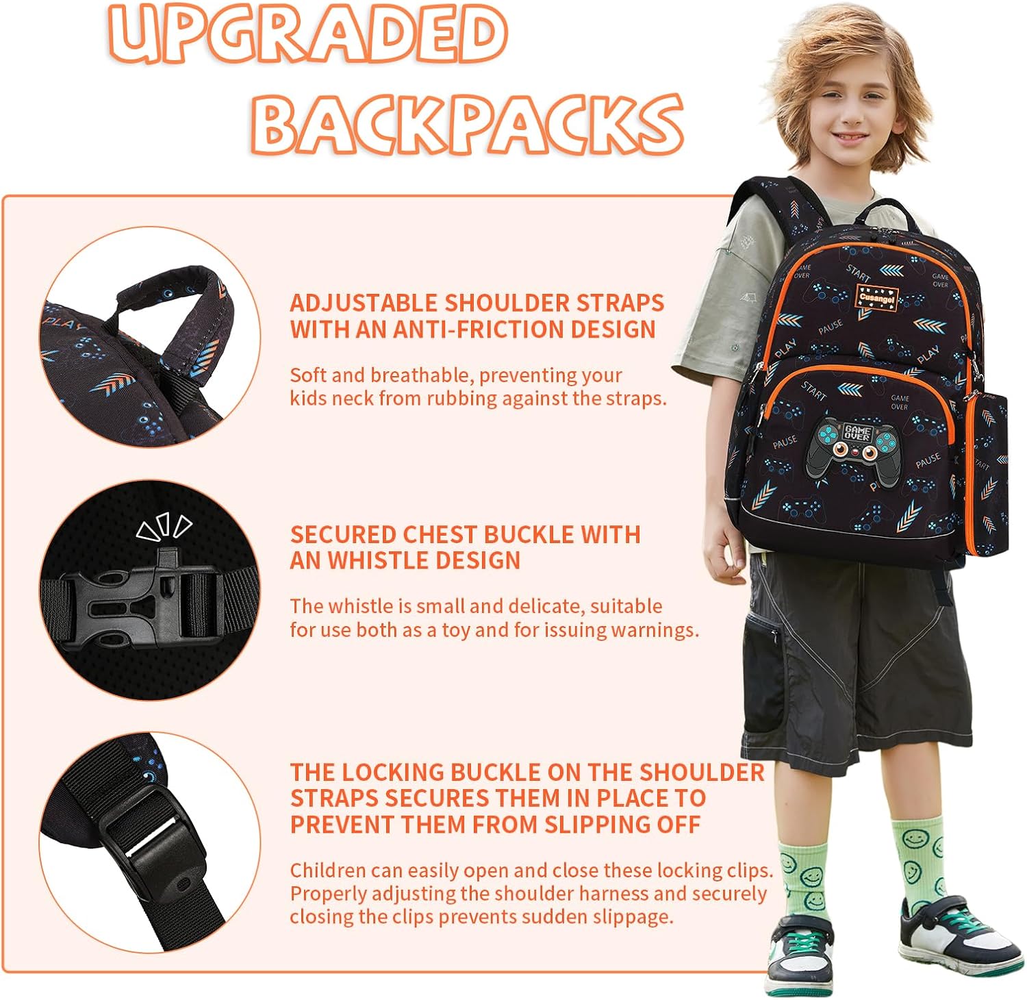 Kids Backpack Boys 6–10,16" Elementary School Game Bookbag+Pencil Pouch image 4