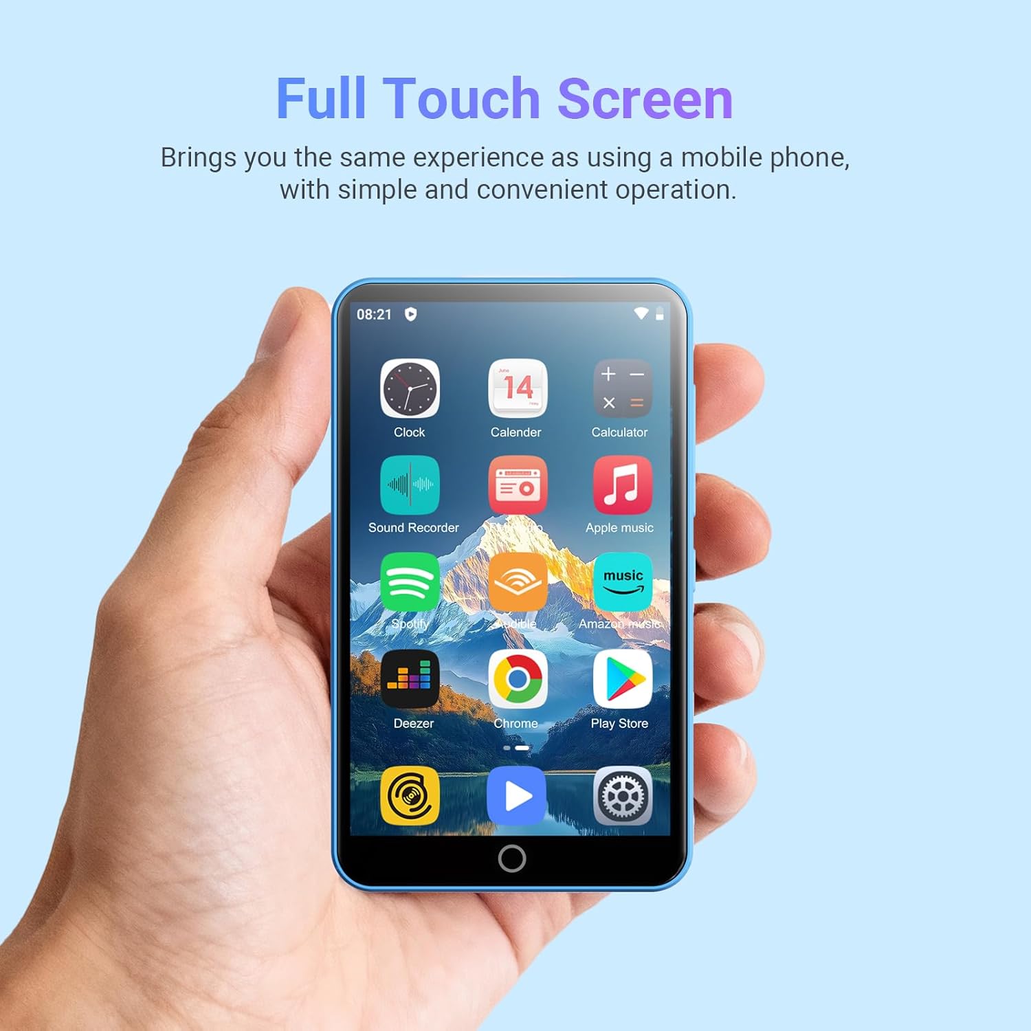 80GB MP3 Player with Bluetooth and WiFi, Oilsky 4.0" IPS Touch Screen MP3 Player with Speaker, Music Player with Spotify, Audible, Deezer, MP4 Android Music Player Up to 512GB (Blue) 10 71bLXo77RQL. AC SL1500