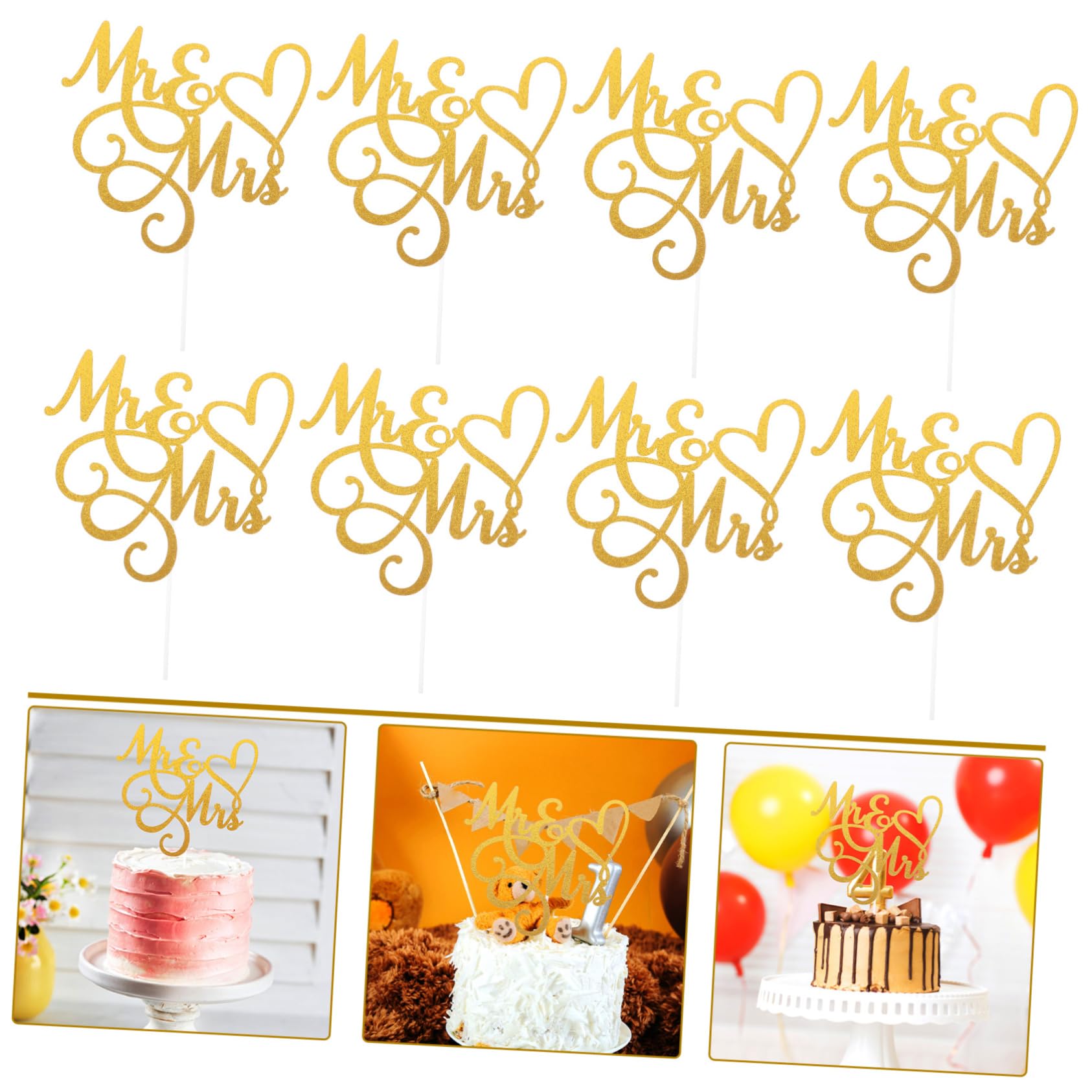 PRETYZOOM 5 Set Decorazione della Torta Compleanno Topper per Torta Cake Topper Matrimonio Topper Torta Matrimonio di Torta Festiva Decorazioni per Cupcake da Festa Carta 10 Pezzi * 5