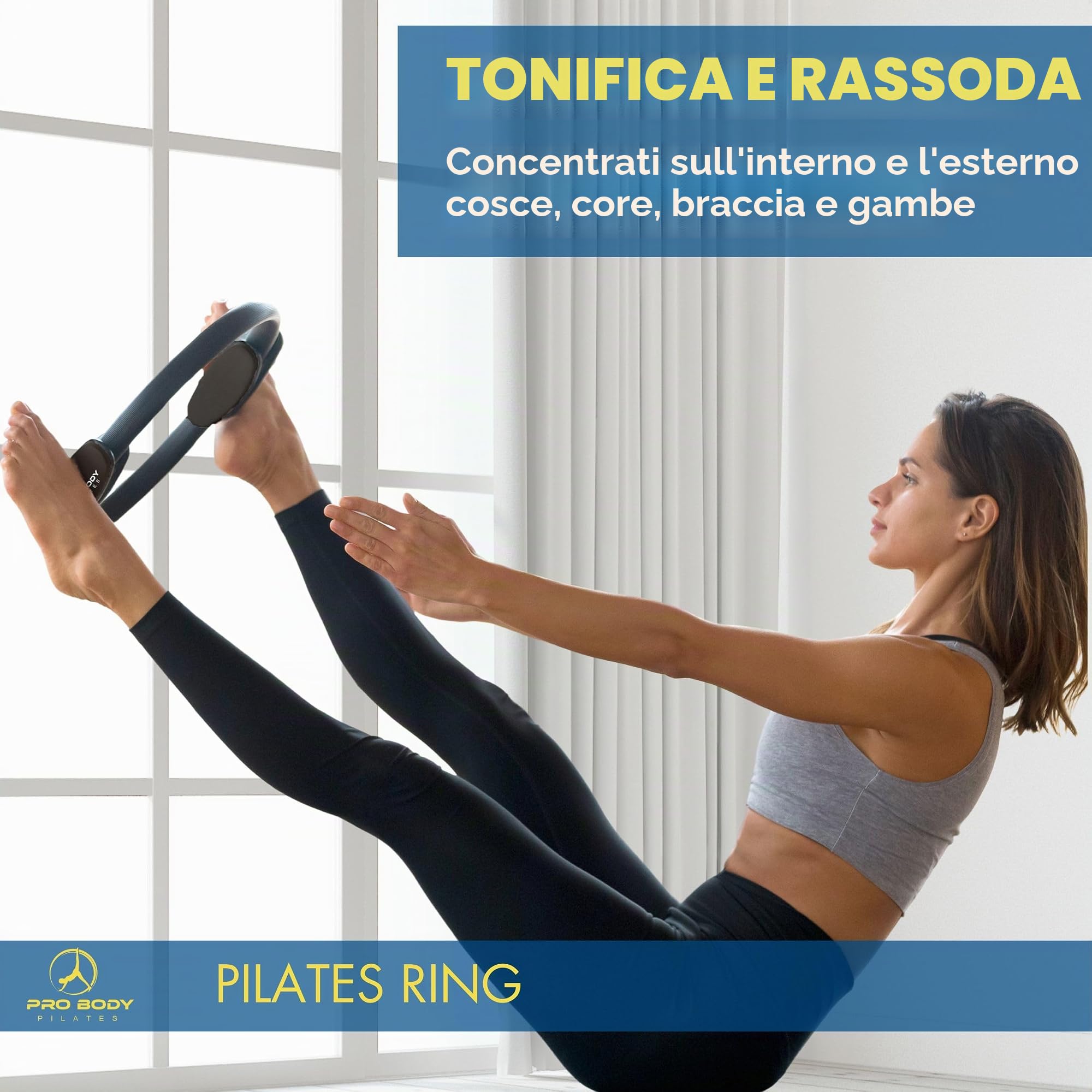 ProBody Pilates Anello – Superiore Infrangibile Fitness Magic Circle per tonificare Cosce, Addominali e Gambe