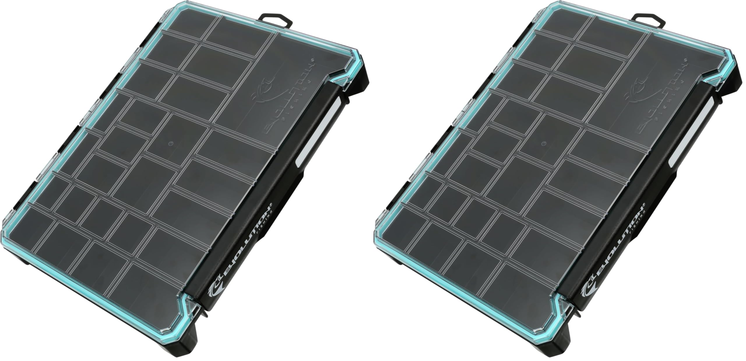 Evolution Fishing BallistiX Terminal Tackle Tray - Waterproof, Anti-Corrosion, One Hand Latch, Clear Lid, Lure Box, Tackle Storage (Pack of 2)