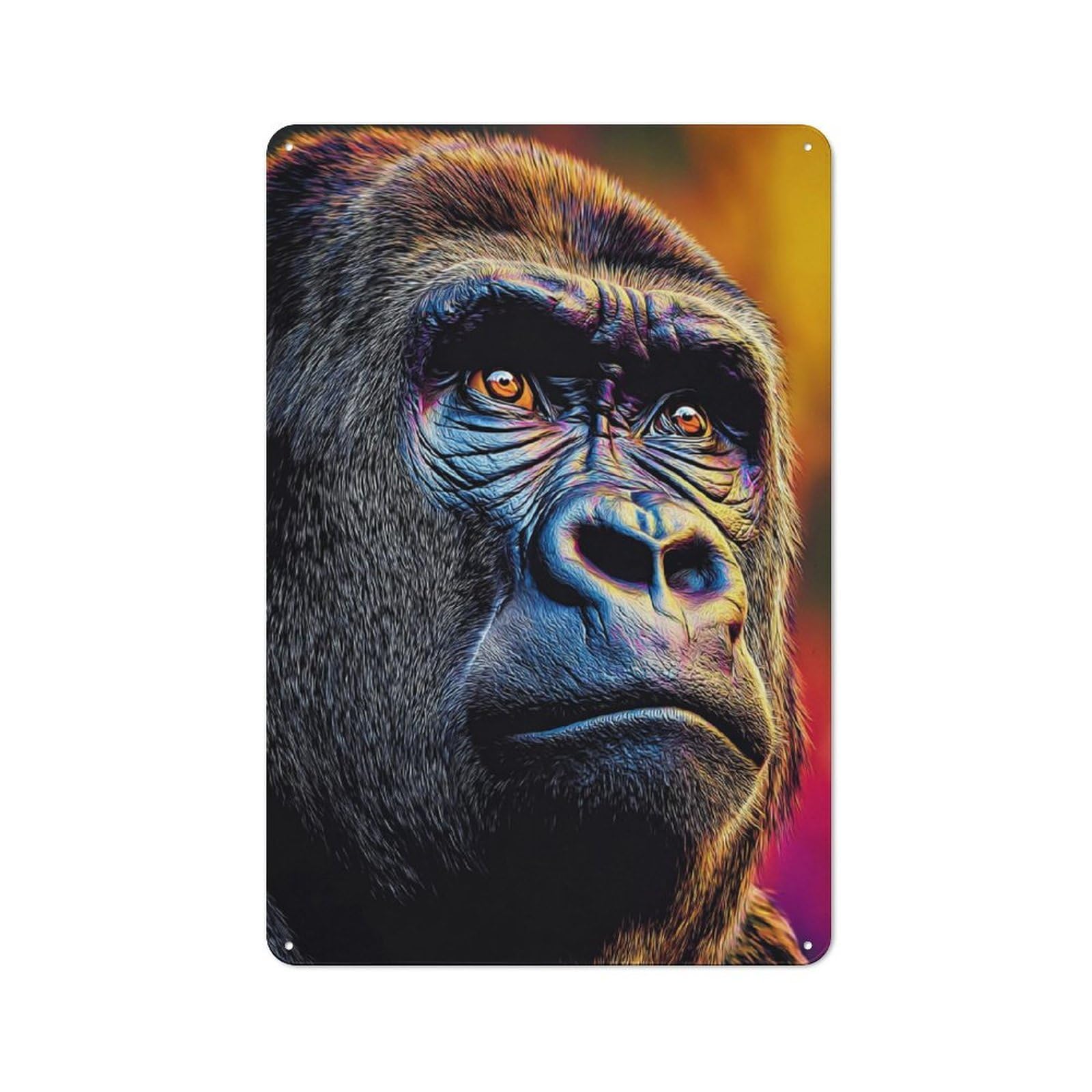 Junmoney Colorful Gorilla Portrait -2 Decorative Tin Sign With Design 30X20cm, Farmhouse Cottage Wall Art For Farmhouse Kitchen, Pantry Or Dining Area