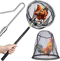 SHANWORN Stainless Steel Retractable Poultry Catcher Net - 16" to 58.5" Extendable with Leg Hook for Safe Chicken, Duck & Goose Handling