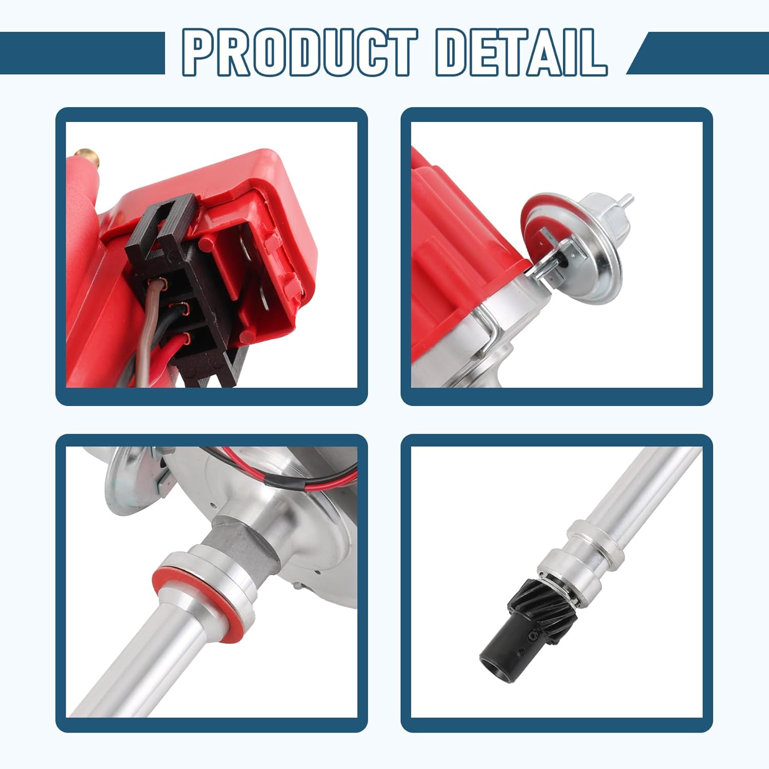 JDMSPEED New Red Cap HEI Distributor Replacement For Chevy GM Small Block Big Block 65k Coil 7500RPM SBC 283 305 307 327 350 400 BBC 396 427 454