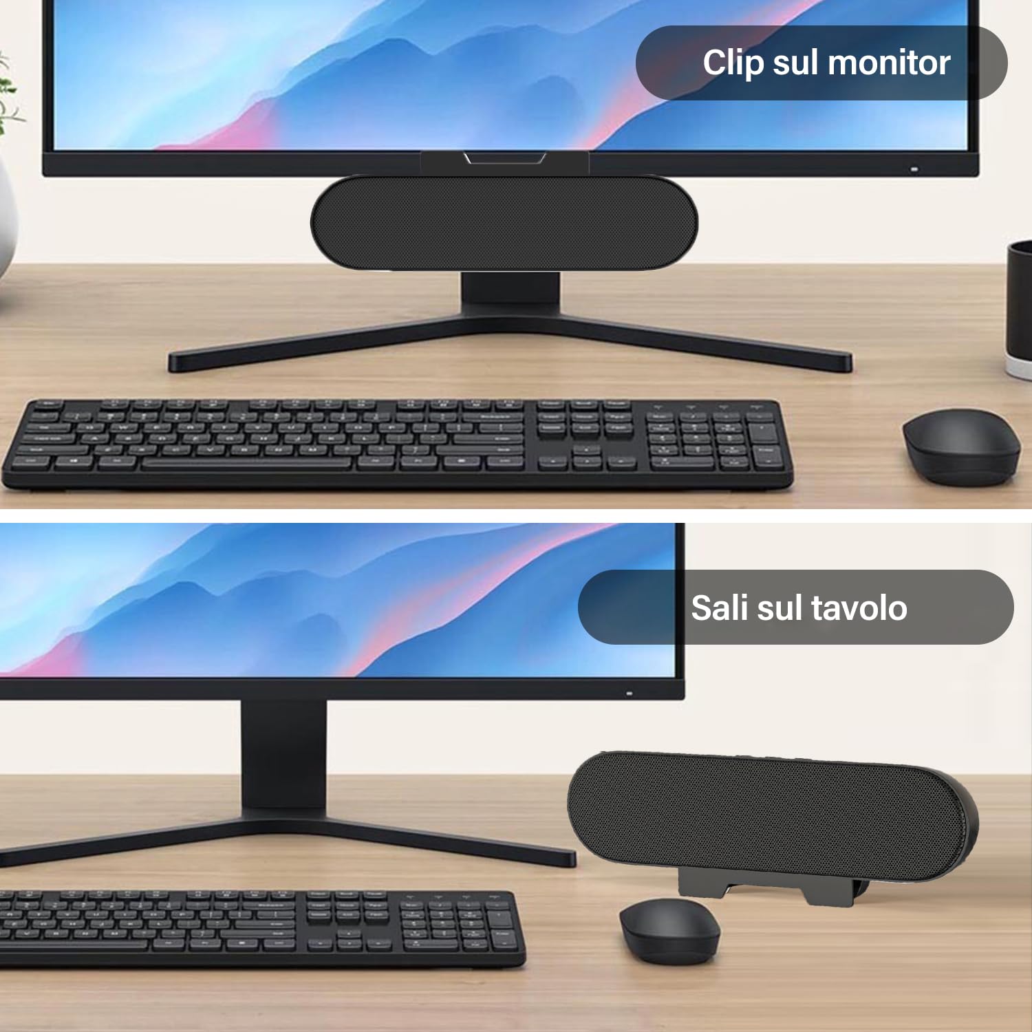 ZETIY Altoparlante per PC, USB Portatile Mini Soundbar, Alimentazione USB, Monitorare Casse PC per Telefono, Notebook, PC, Laptop, Desktop - Plug and Play （Nero）