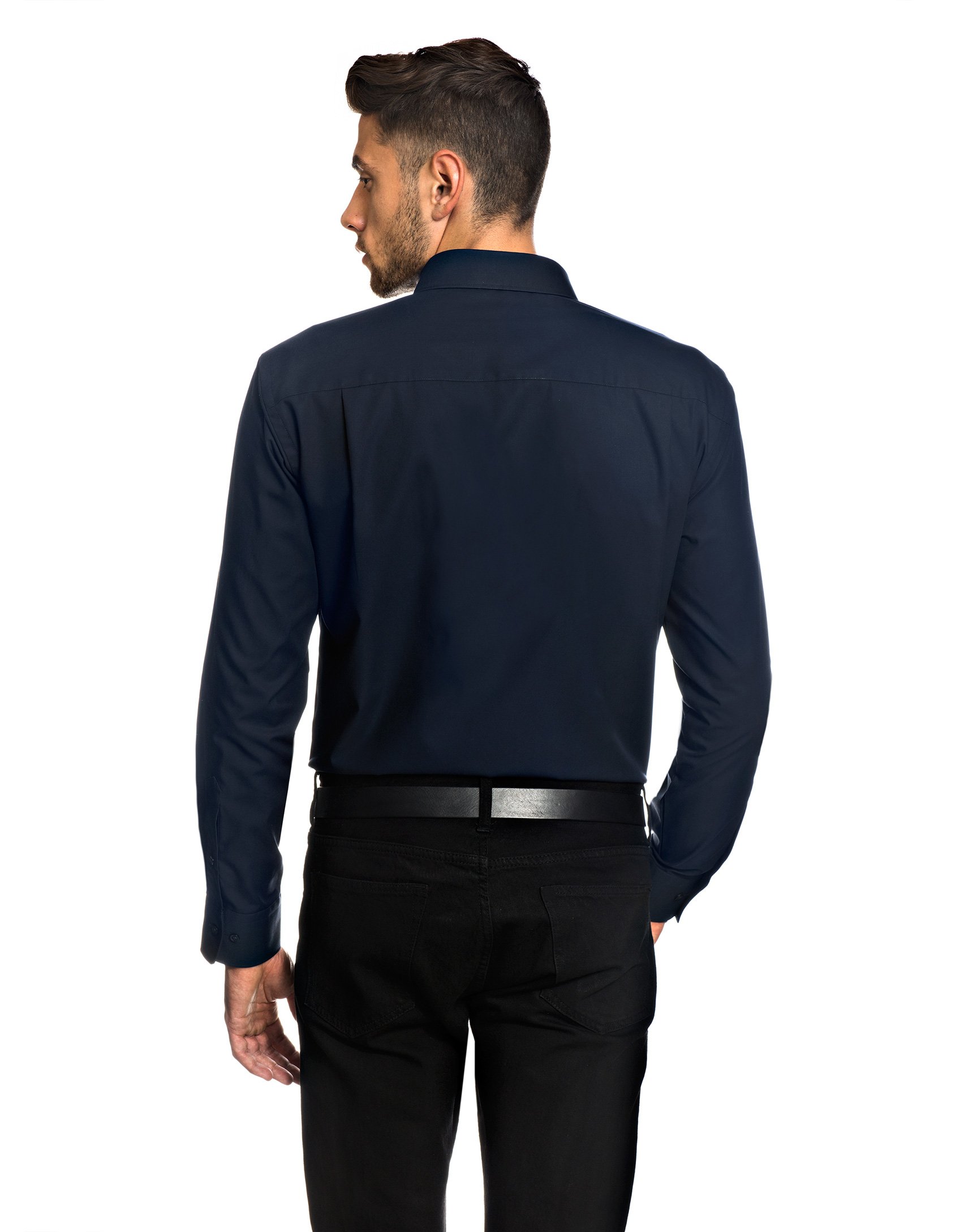 Herren-Hemd Slim-Fit tailliert bügelfrei 100% Baumwolle Uni-Farben - Männer lang-arm Hemden für Anzug Krawatte Business Hochzeit Freizeit oder unter Pullover