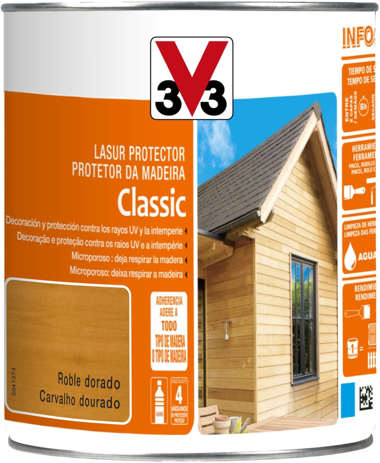 V33 Protector Decorativo De La Madera Classic Satinado Roble Dorado 0,75L