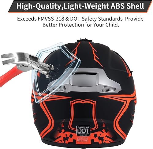 Miniatura 8 de Casco de motocross para niños y jóvenes, aprobado por DOT, casco de motocicleta de cara completa para adultos, ATV todoterreno, MX con gafas y
