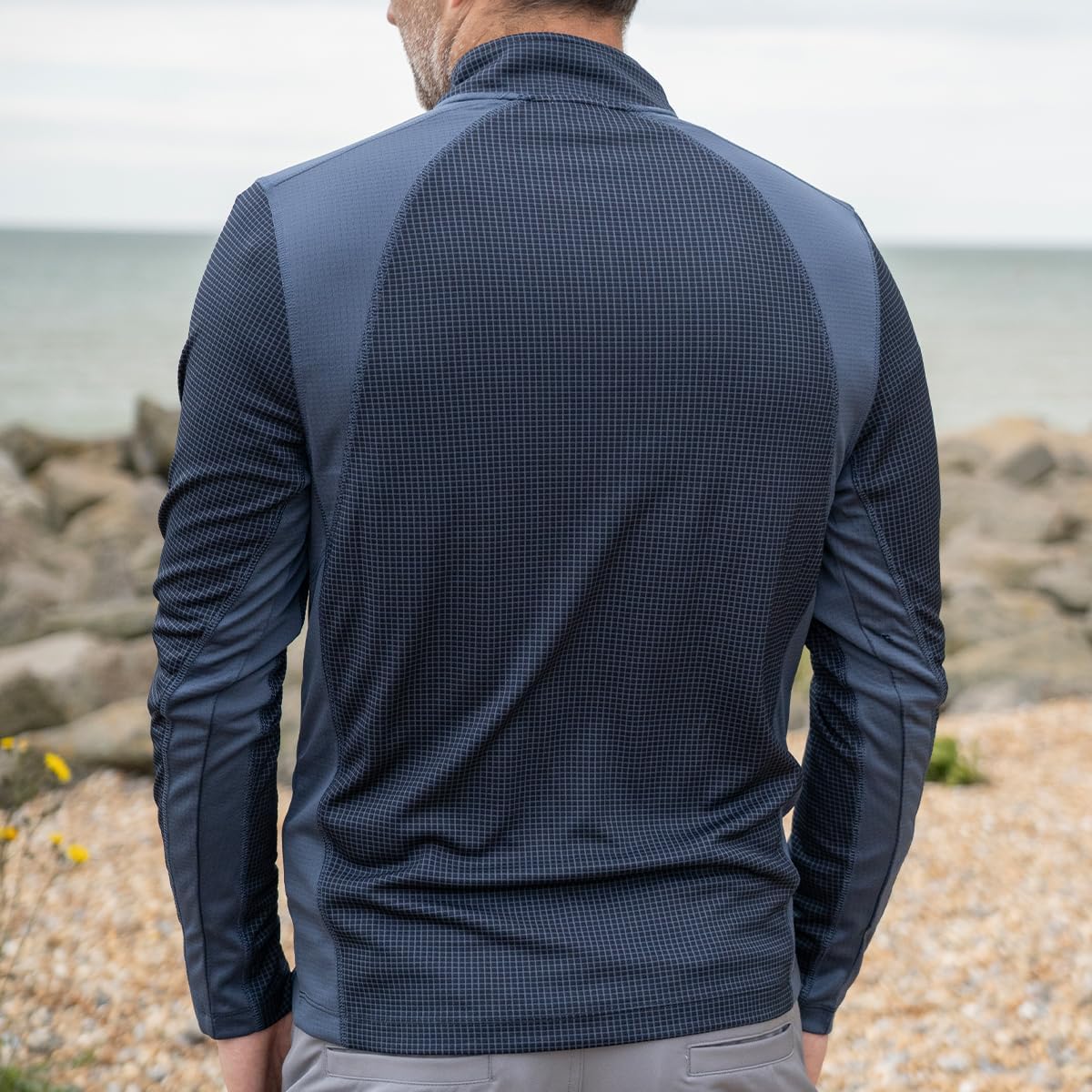 Calvin Klein Men's Micro Grid CK 1/2 Zip Mid Layer Baselayer