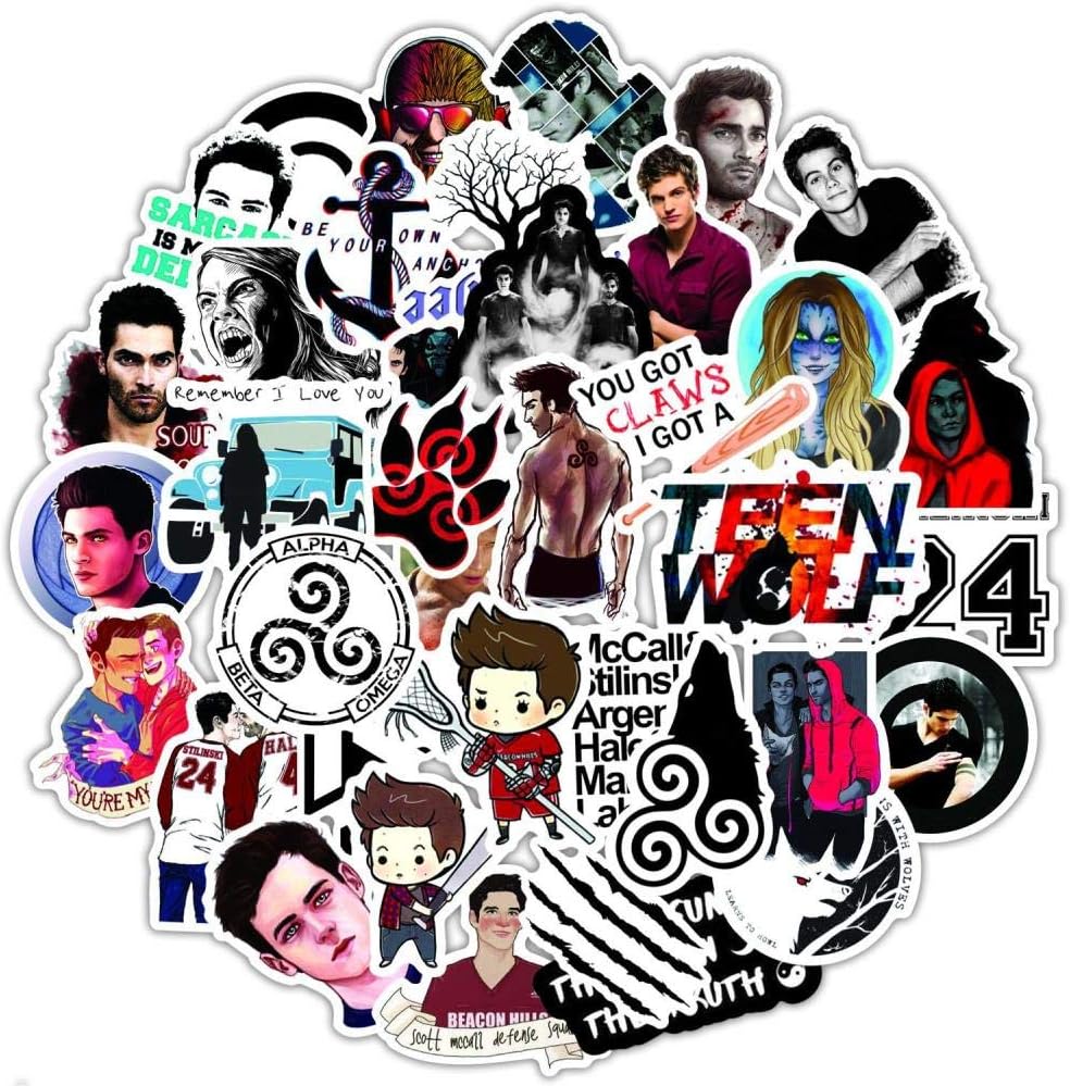 MNHG 50pcs Tv Show Teen Wolf Graffiti Stickers Car Motorcycle Travel Luggage Phone Guitar Laptop DIY Joke Decals Sticker Adults Kids Toys,50pcs Teen Wolf