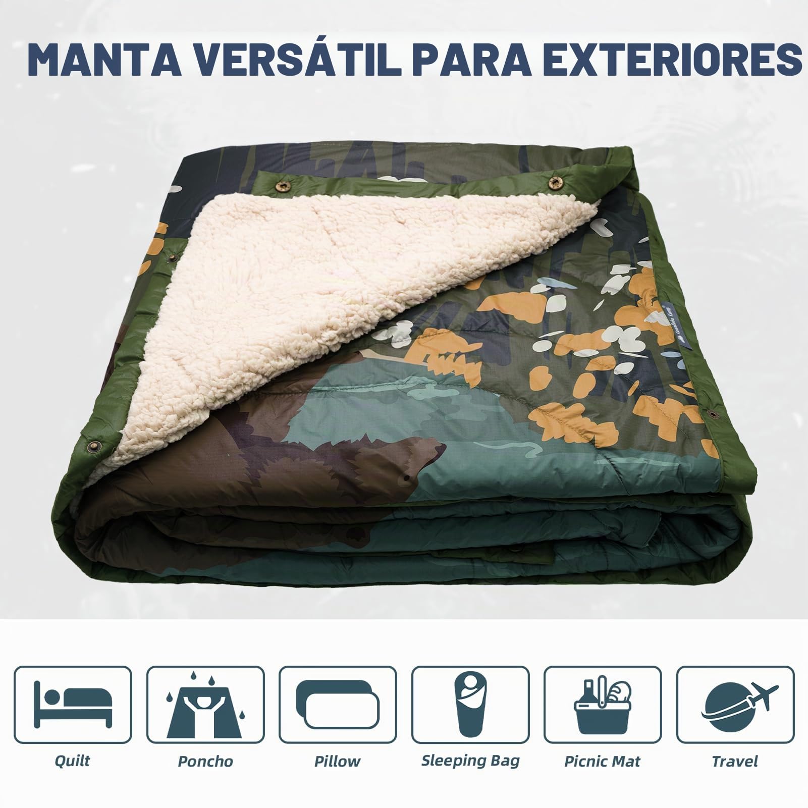 Manta Camper Manta de Camping Plegable, para Fiesta Al Aire Libre, Playa, Picnic, Camping, Viaje, Parque, Jardín, MontañA, ExcursióN Familiar 78" X 56"