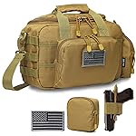 DBTAC Gun Range Bag Small | Tactical 2x Pistol Shooting Range Duffle Bag with Lockable Zipper for Handguns and Ammo (Brown)