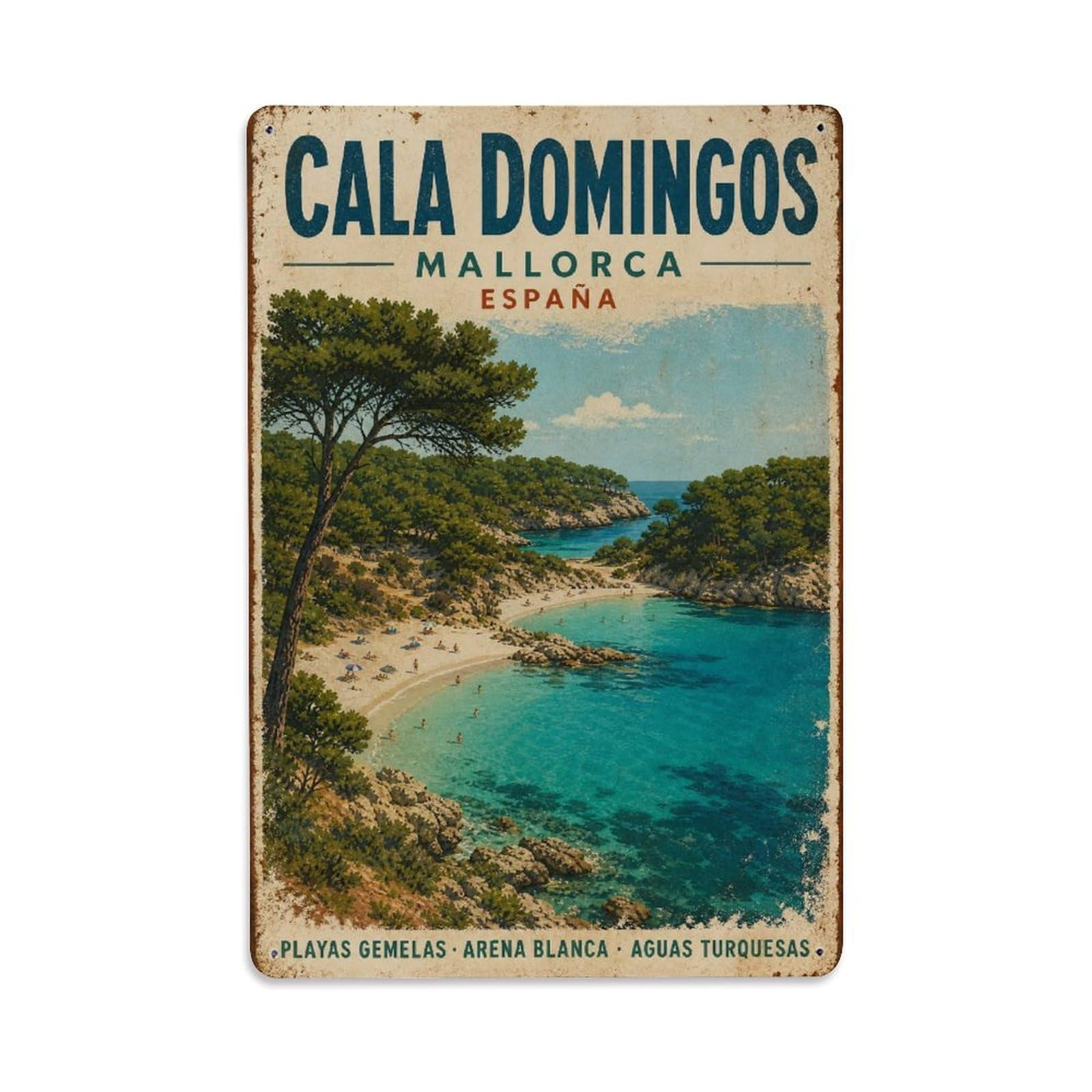 Metal Tin Sign Vintage Travel Mallorca Spain