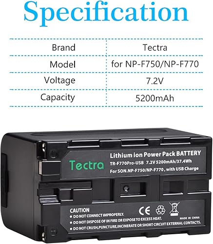 Miniatura 6 de Paquete de 2 baterías NP-F750 para Sony NP-F970 NP-F975 NP-F980 NP-F960 NP-F770 NP-F550 y videocámaras Sony Handycam para YONGNUO Godox LED con