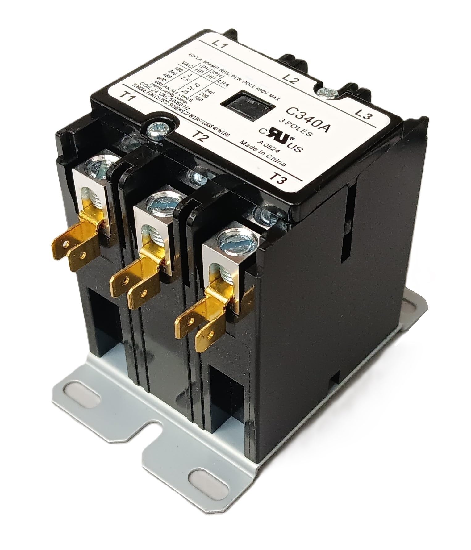 3 Pole 40 Amp 24 Vac Contactor C340A