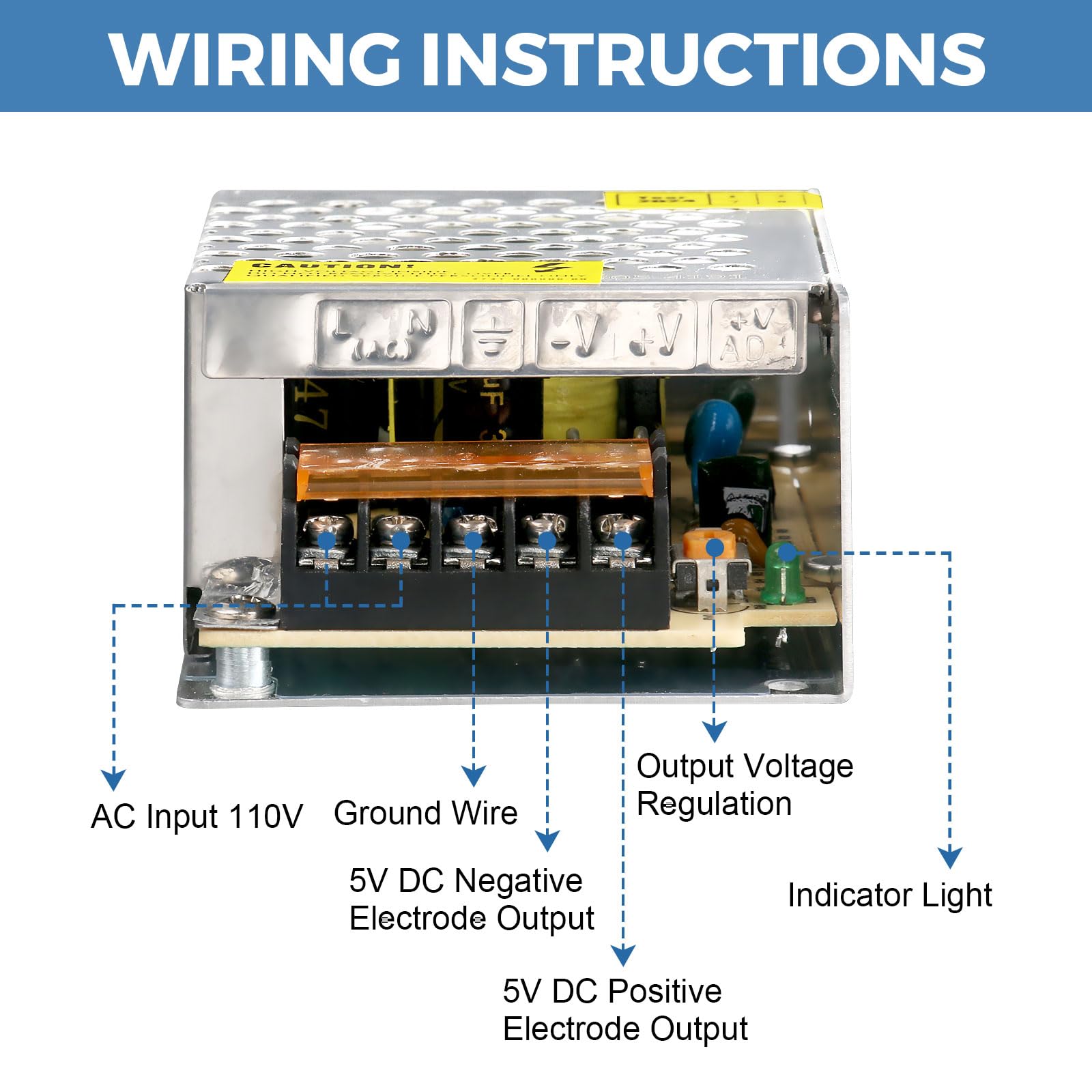 Fuente de alimentación de 5 V 5 A CC 100-240 V CA a CC 5 voltios, 5 amperios, 25 W, adaptador de corriente universal de conmutación regulada, adaptador CA/CC, transformador, controlador LED para