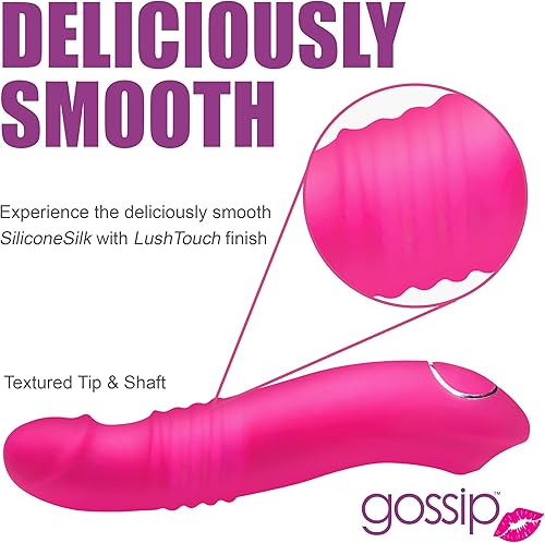 Miniatura 7 de Gossip Blasters - Vibrador de silicona de empuje 10X para mujeres, hombres y parejas. Vibrador de punto G para punto P, consolador curvo.