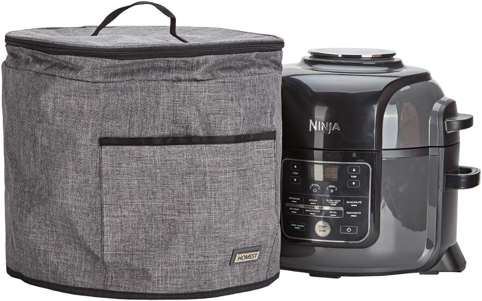HOMEST Pressure Cooker Dust Cover with Pocket, Compatible with Ninjia Foodi 6.5 Quart Pressure Cooker, These Cover Have Wipe Clean Liner for Easy Cleaning, Grey