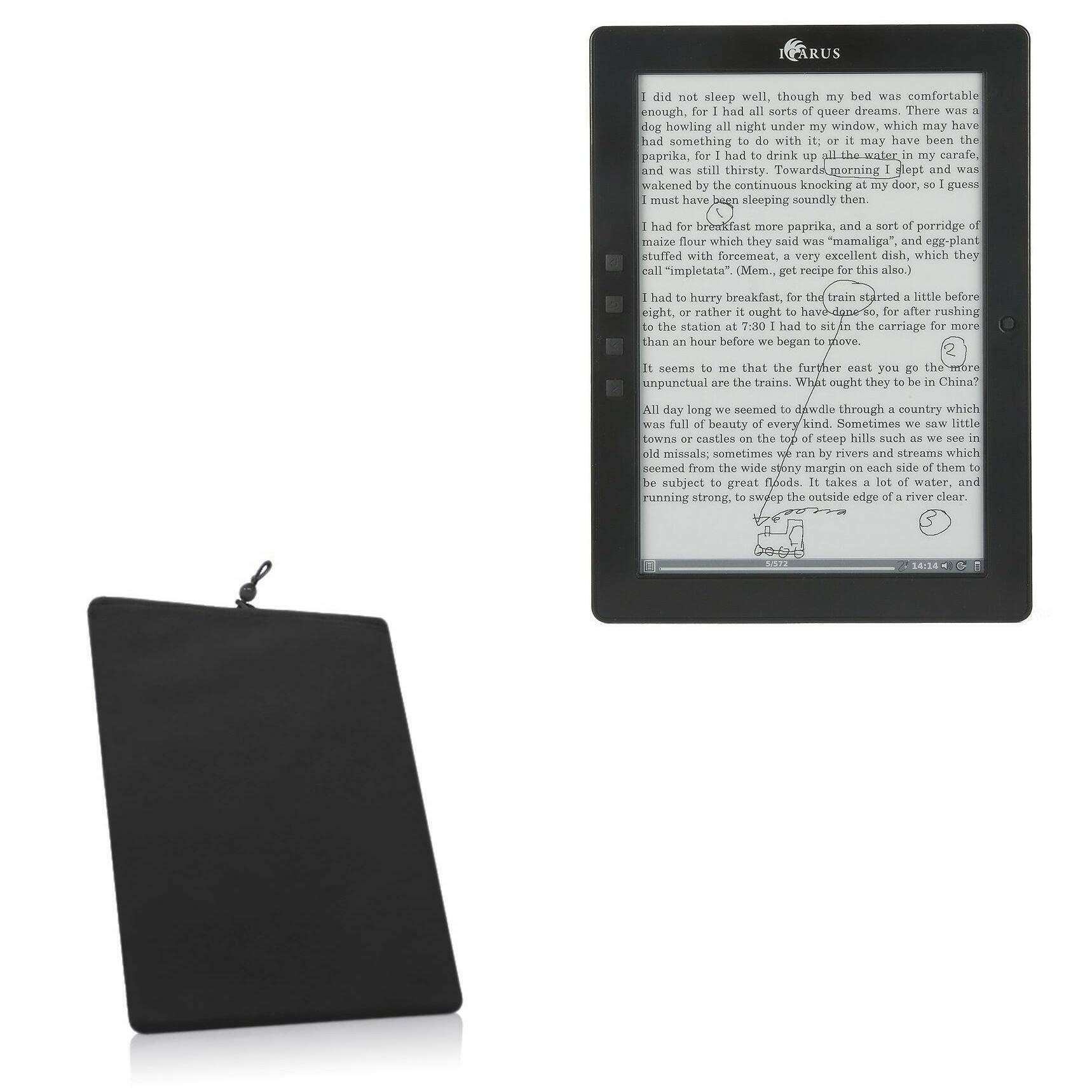 BoxWave Case Compatible with Icarus eXceL - Velvet Pouch, Soft Velour Fabric Bag Sleeve with Drawstring - Jet Black