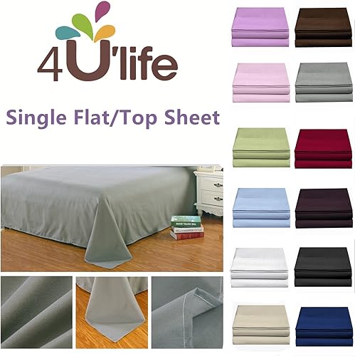 Miniatura 2 de 4U LIFE sábanas planas ultra suaves y cómodas de microfibra, Microfibra, Rosado, gemelo