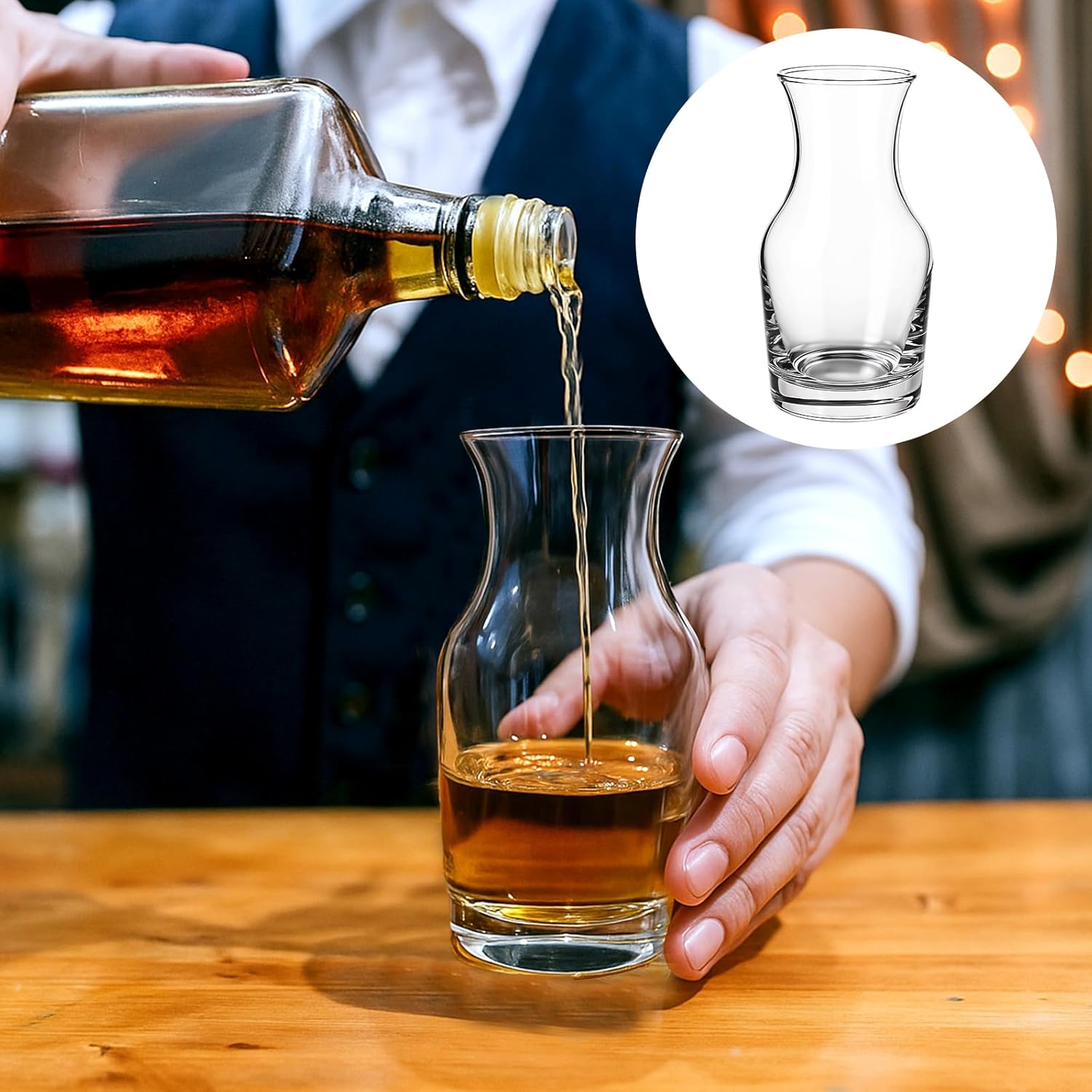 Ptwola 12 Pack Single Serving Small Wine Carafe Glass, 6.5 Oz Mini Portion Individual Pours Wine Decanter for Tasting Champagne Juice Refill Dinner Parties Bars Restaurants Home