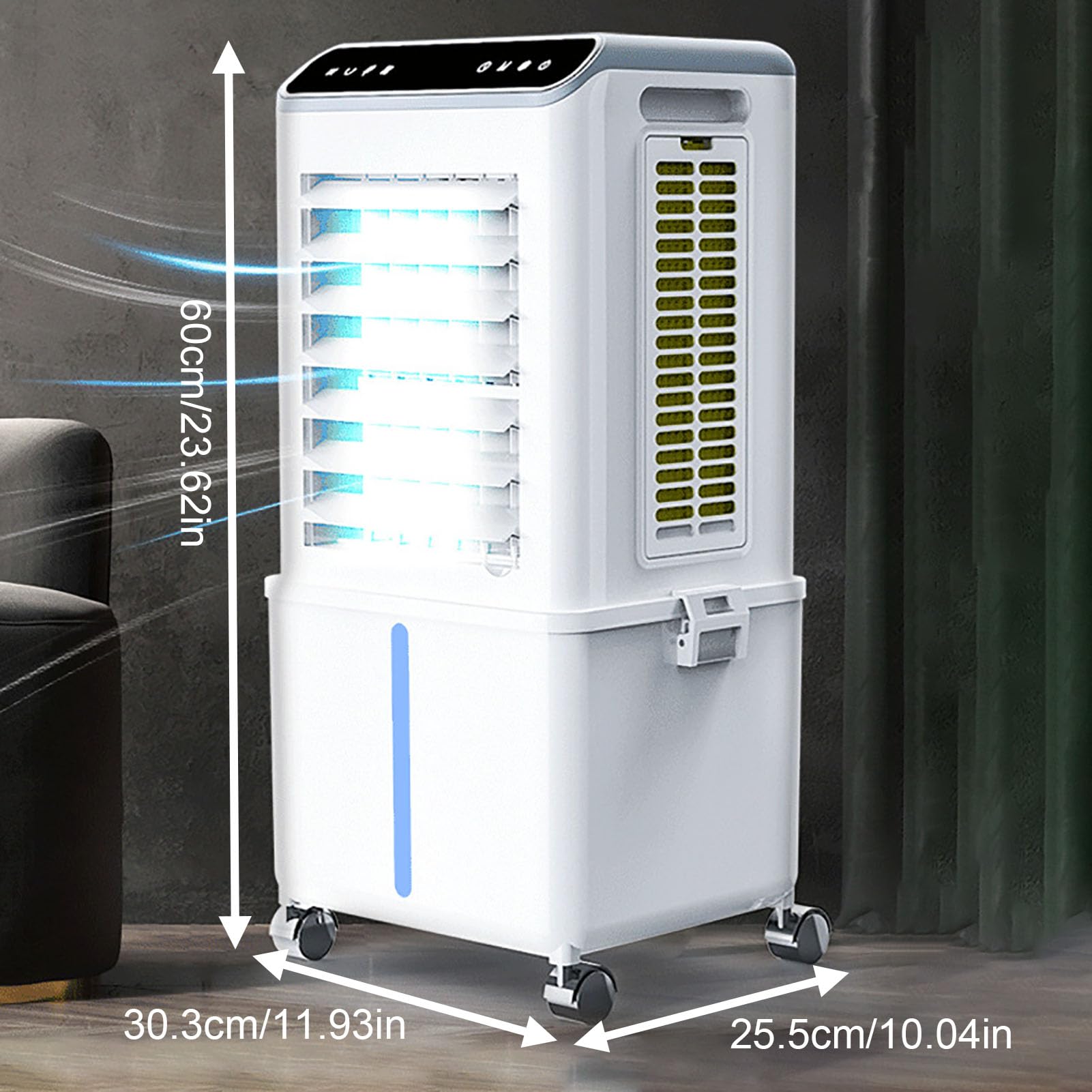 Mobilny klimatyzator z funkcją 2 w 1, wentylator chłodzący, przenośny klimatyzator oscylacyjny 120°, zdejmowany zbiornik na wodę 10 l, 3-biegowy chłodnica powietrza