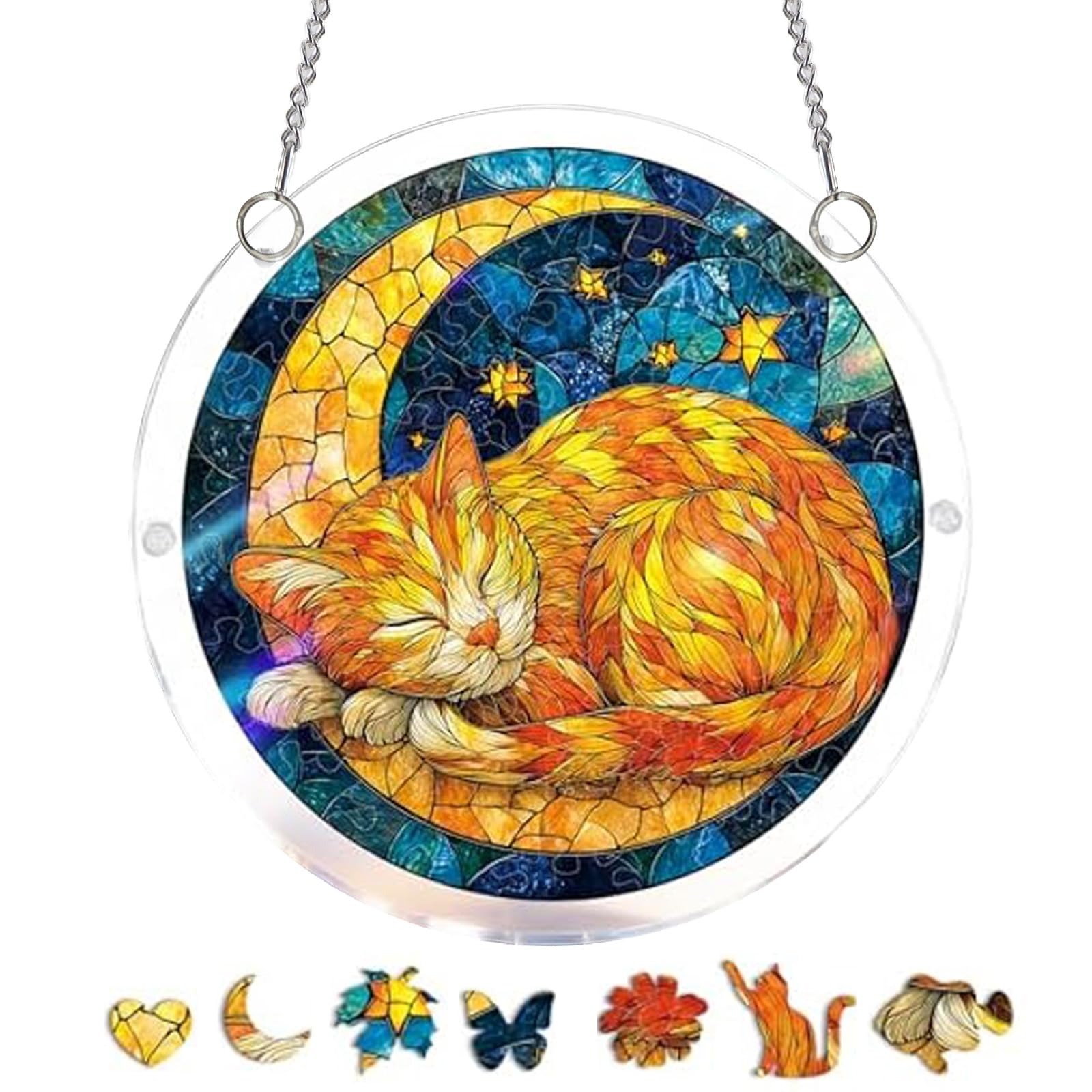 Acrylic Jigsaw Puzzle Suncatcher, 22cm Acrylic Puzzles Suncatcher Window Hanging, Jigsaw Puzzle for Doors Garden, Mother's Day Christmas Birthday Gifts for Women Men (G)