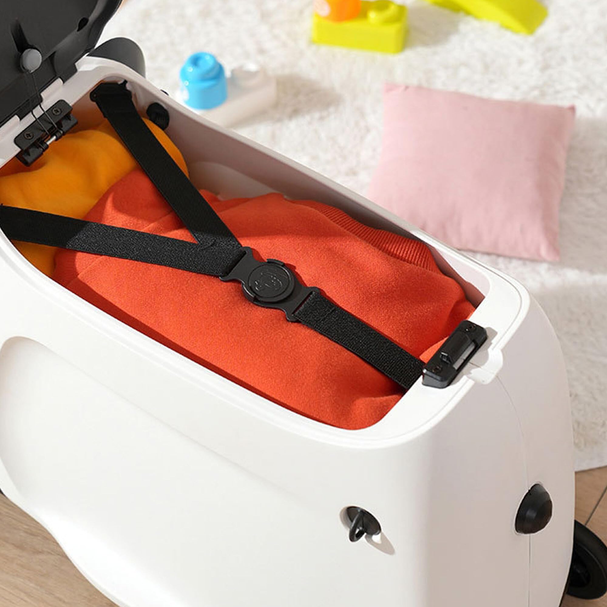 Berwin Panda Adventure Kinder Reisekoffer Trolley Kindertrolley Handgepäck Koffer mit Rollen und Sitz Schwarz