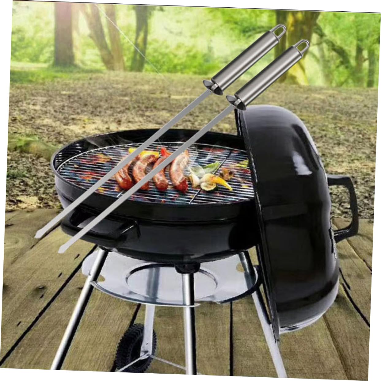 Toddmomy Brochetas de Barbacoa 10 de Acero Inoxidable Diseño Ergonómico con Mango Resistente al Calor para Aperitivos y Verduras Ideales para Picnic y Senderismo