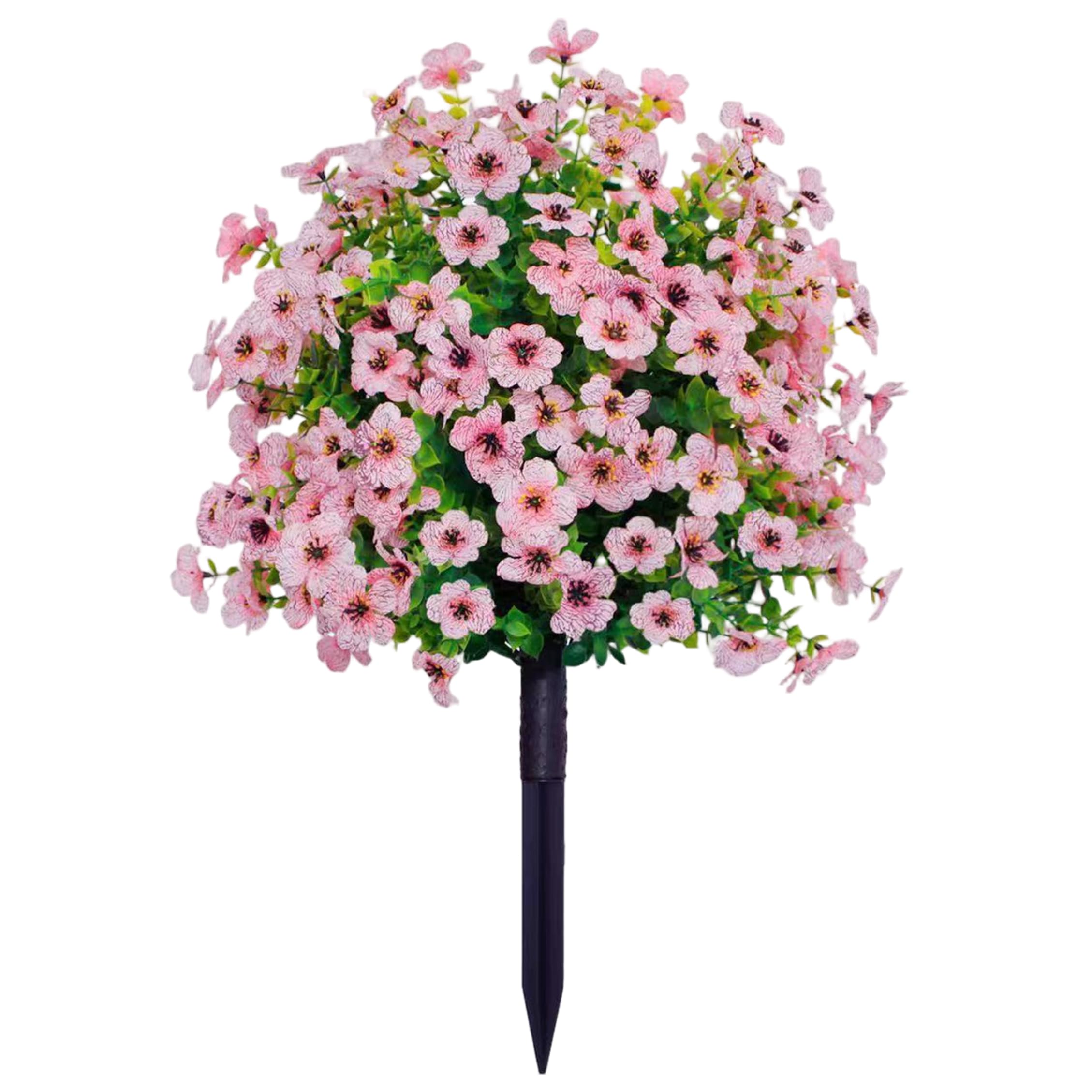 Xoeryoy Artificial Shrubs For Outdoors, Artificial Flowers For Outdoors With Stakes, Uv-resistant Faux Violet & Eucalyptus, Outdoor/indoor Décor, 56cm, Style-3