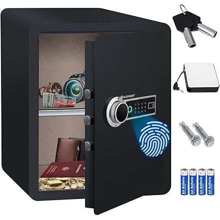 Kesser Elektr Tresor Mit Fingerabdruck 40x50x40cm Inkl Batteriebox Elektronischer Safe 3x Doppelbolzenverriegelung Boden Wandtresor Mobeltresor Beleuchtung Panzerschran Zahlenschloss Amazon De Baumarkt