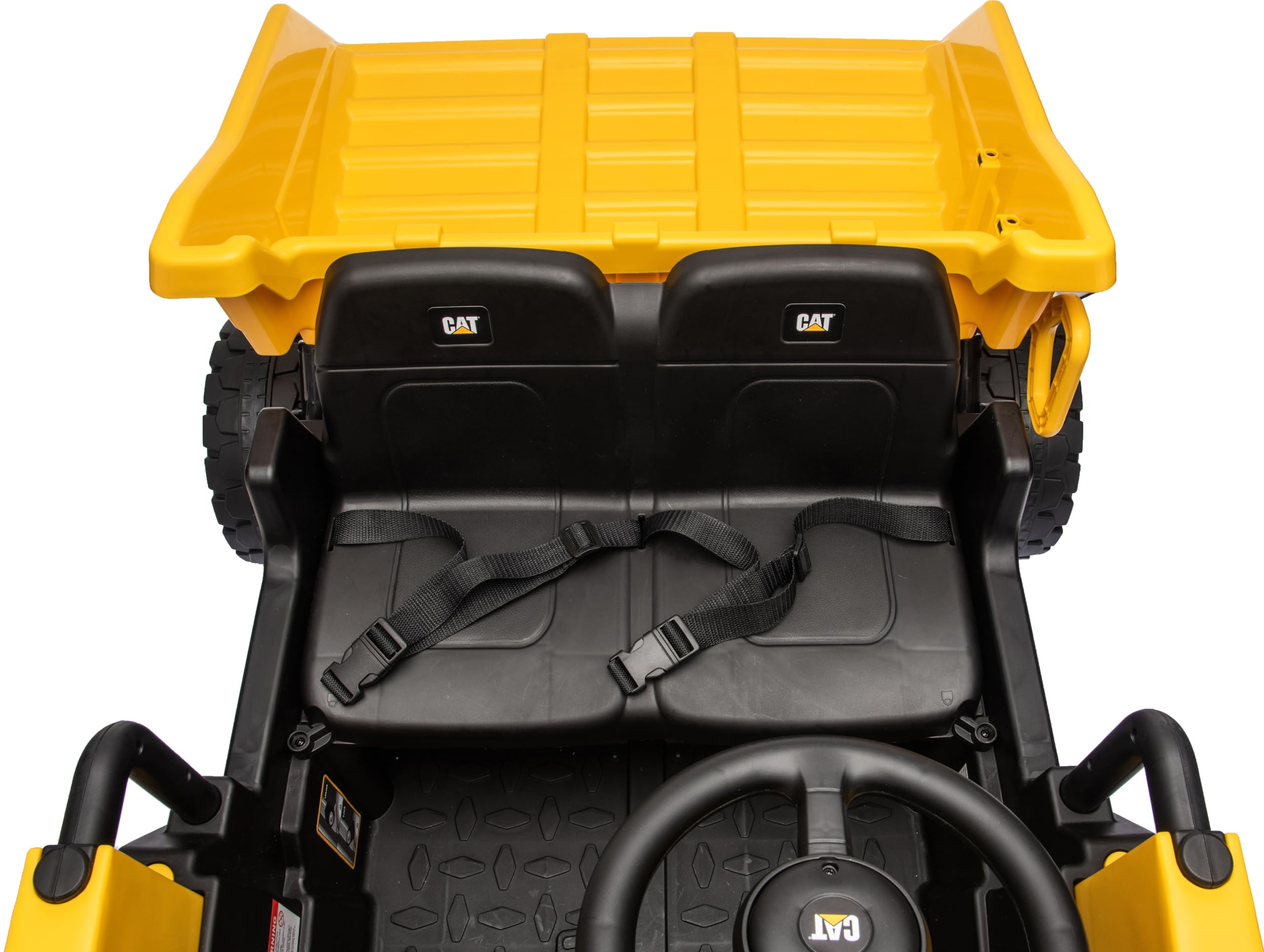 Camion 24V Macchina 4x4 Elettrica 2 Posti Caterpillar da Cantiere Bambini Cassone Elettrico Ribaltabile e Pala Telecomando Parentale Luci Led Sirena Ammortizzatori Carico Massimo 50Kg (Dump Truck)