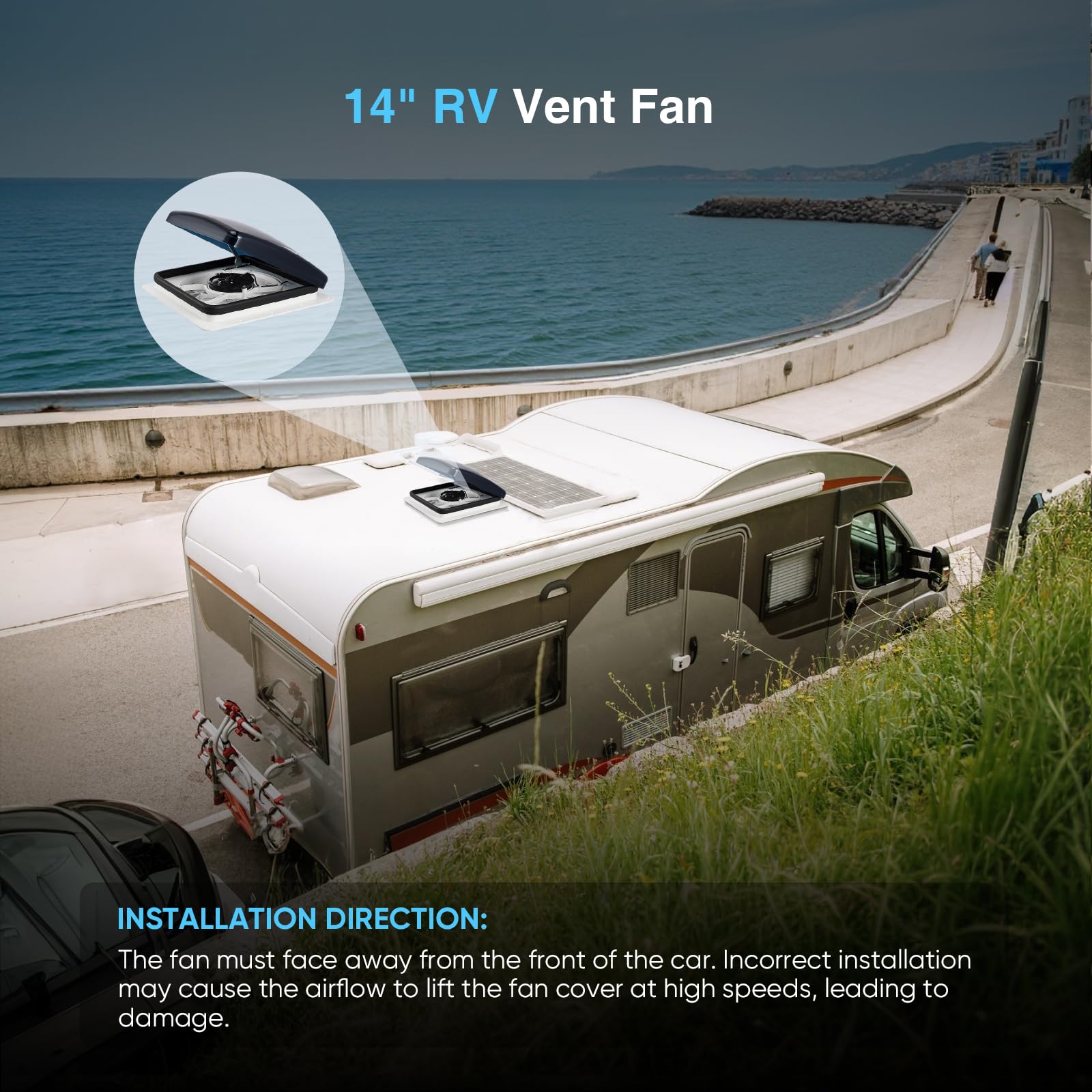 Ventilador de Techo para Autocaravana,autocaravana con Sensor de Lluvia Impermeable,Ventilador De Escape De Techo Para Autocaravana,para caravanas y caravanas